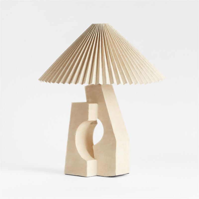 Ruins Cream Ceramic Sculptural Table Lamp with Pleated Shade by Athena Calderone 20" - image 19 of 24