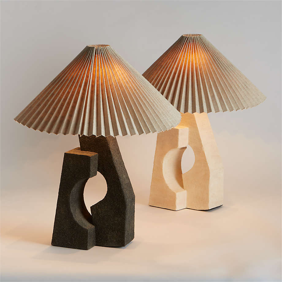 Ruins Ceramic Sculptural Table Lamp with Pleated Shade by Athena Calderone