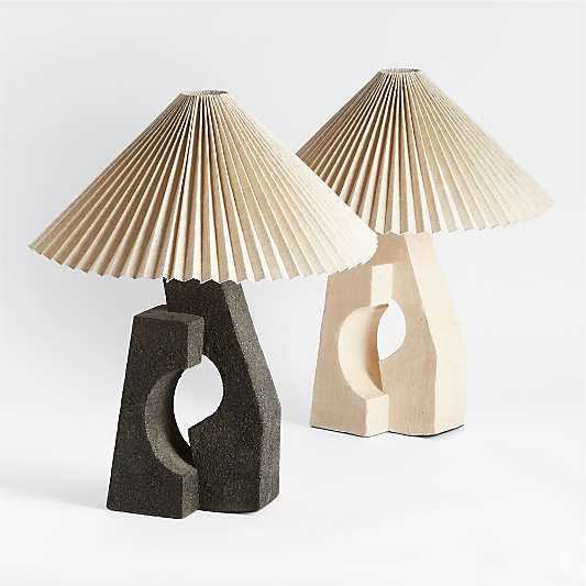 Ruins Ceramic Sculptural Table Lamp with Pleated Shade by Athena Calderone