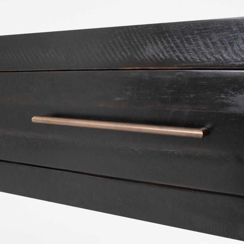 Theo 60" Rectangular Black Acacia Wood Storage Console Table with Shelf