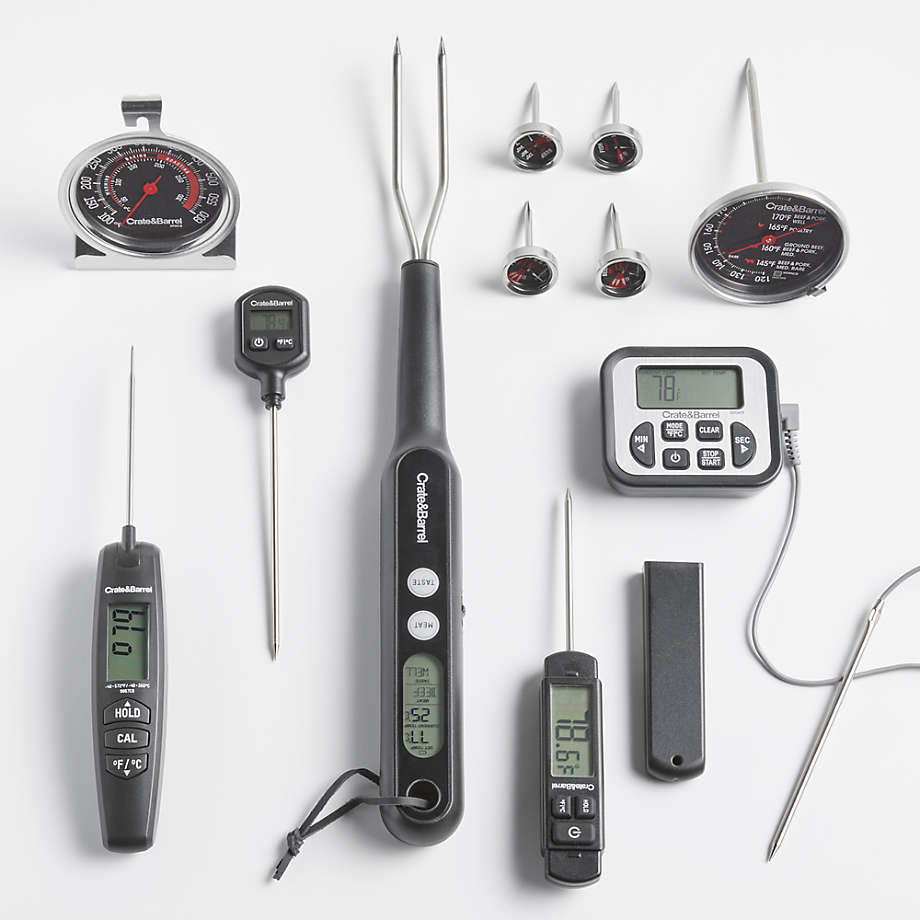 CRATE & BARREL Rapid Response Folding Meat Thermometer BLACK