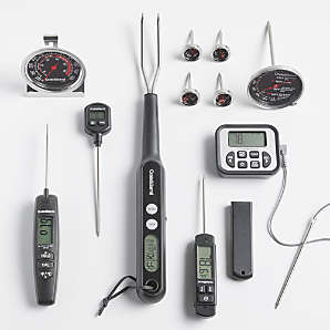 Crate & Barrel Folding Meat Thermometer Rapid Response Thermocouple Black  New