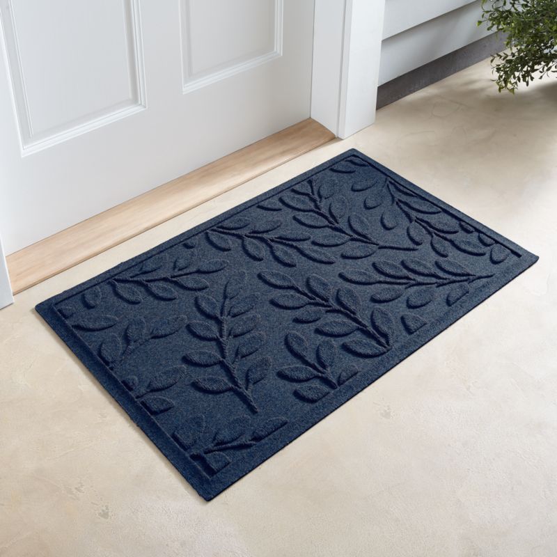 Thirsty Leaves Blue Doormat | Crate & Barrel