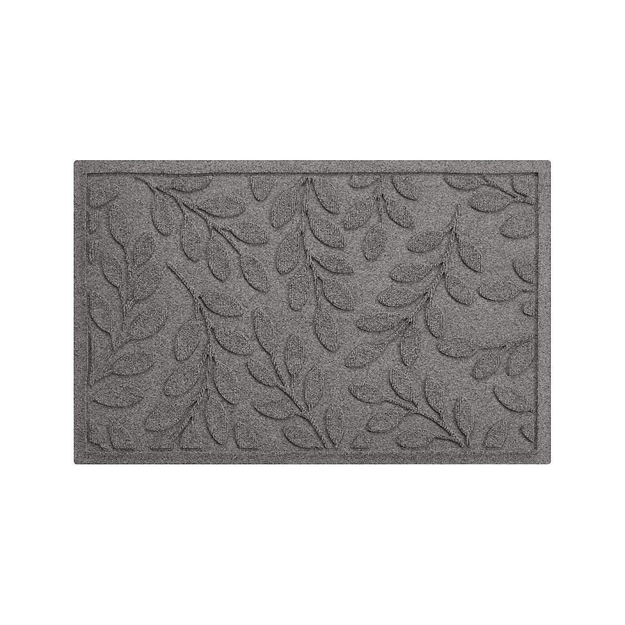 Thirsty Leaves Light Grey Doormat 22"x34" + Reviews Crate & Barrel