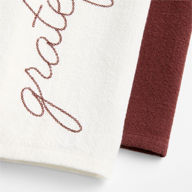 Thankful & Grateful Embroidered Organic Cotton Dish Towels, Set of 2 - image 2 of 3