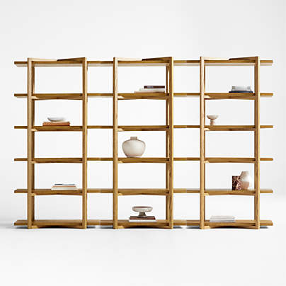 Thomas 120" Barley Oak Wood Modular Bookcase, Set of 3