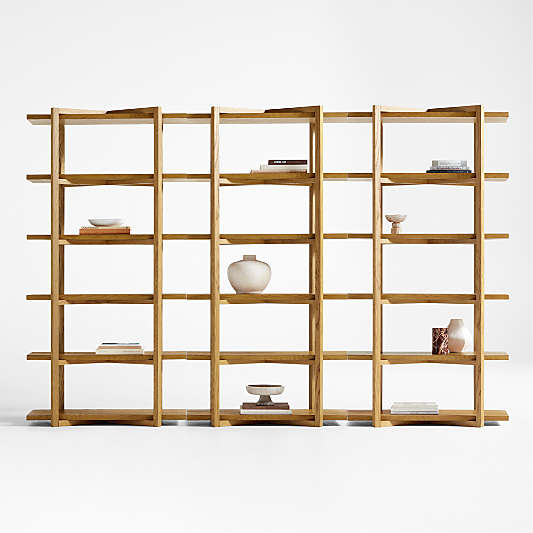 Thomas 120" Barley Oak Wood Modular Bookcase, Set of 3