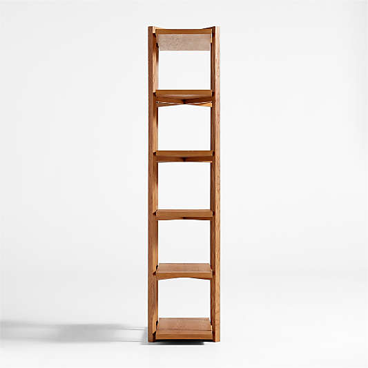 Thomas Barley Oak Wood Narrow 5-Shelf Open Bookcase