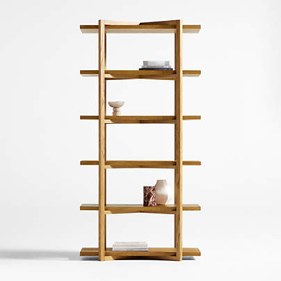 Thomas Barley Oak Wood Modular Narrow 5-Shelf Open Bookcase