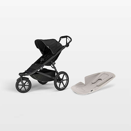 Thule Urban Glide 3 Black All Terrain Newborn Stroller and Newborn Inlay Bundle