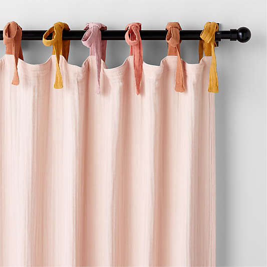 Pink Tie Organic Cotton Muslin Curtain Panel