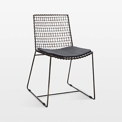 Tig Metal Dining Chair with Black Leather Cushion