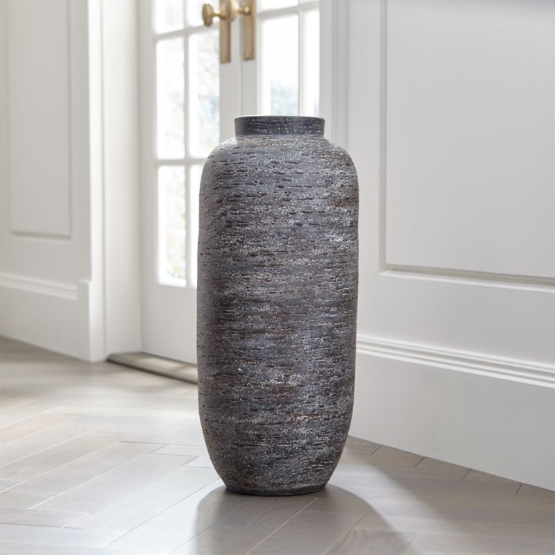 Brooklyn Cannelée Grey Floor Vase 20 by Athena Calderone +