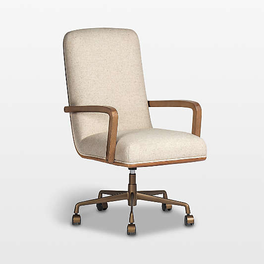 Timeo Antwerp Natural Upholstered Brass Swivel Base Office Chair