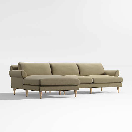 Timson Green Velvet 2-Piece Left Arm Chaise Sectional Sofa