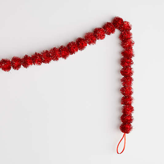 Tinsel Red Pom Pom Garland