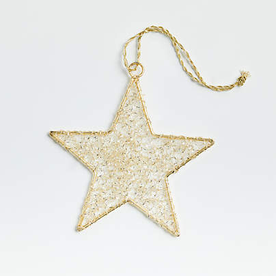 Gold Tinsel Star Christmas Tree Ornament