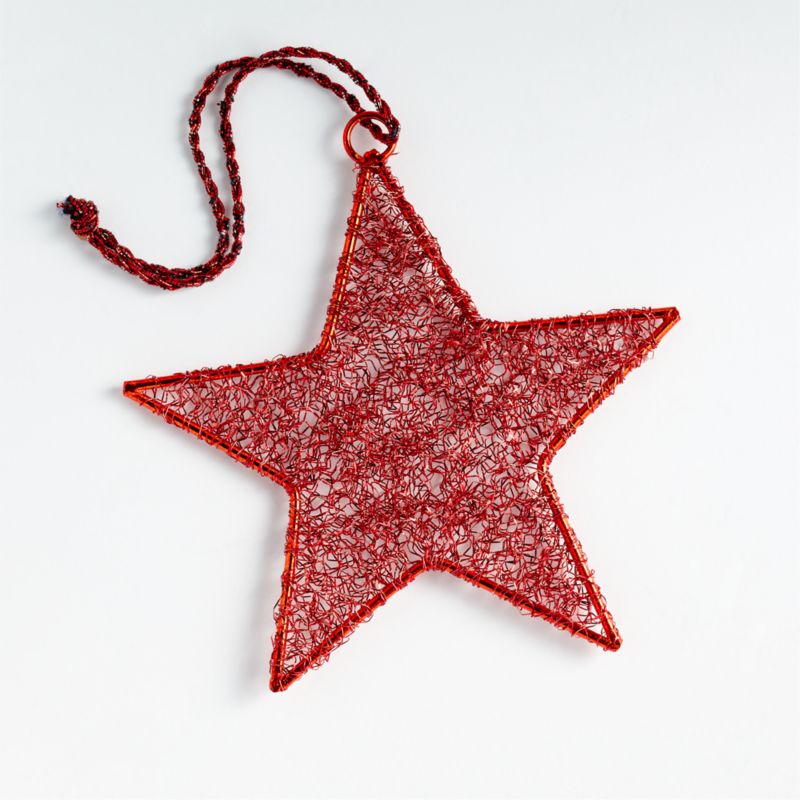 Red Tinsel Star Christmas Tree Ornament