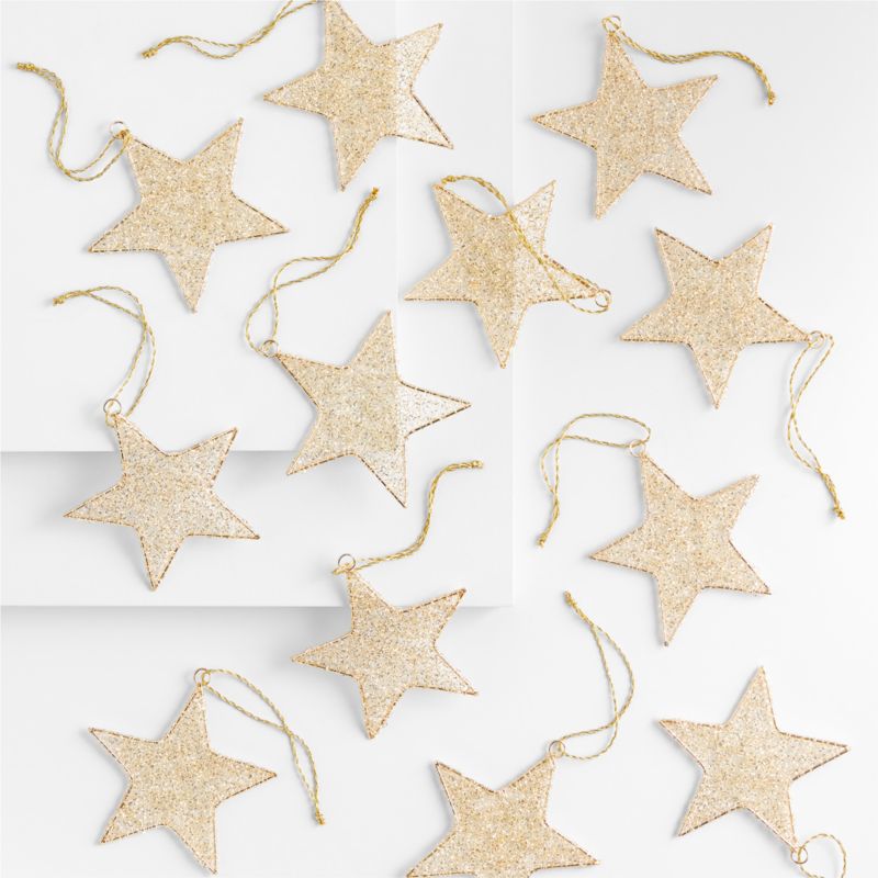 Gold Tinsel Star Christmas Tree Ornaments, Set of 12 - image 0 of 3