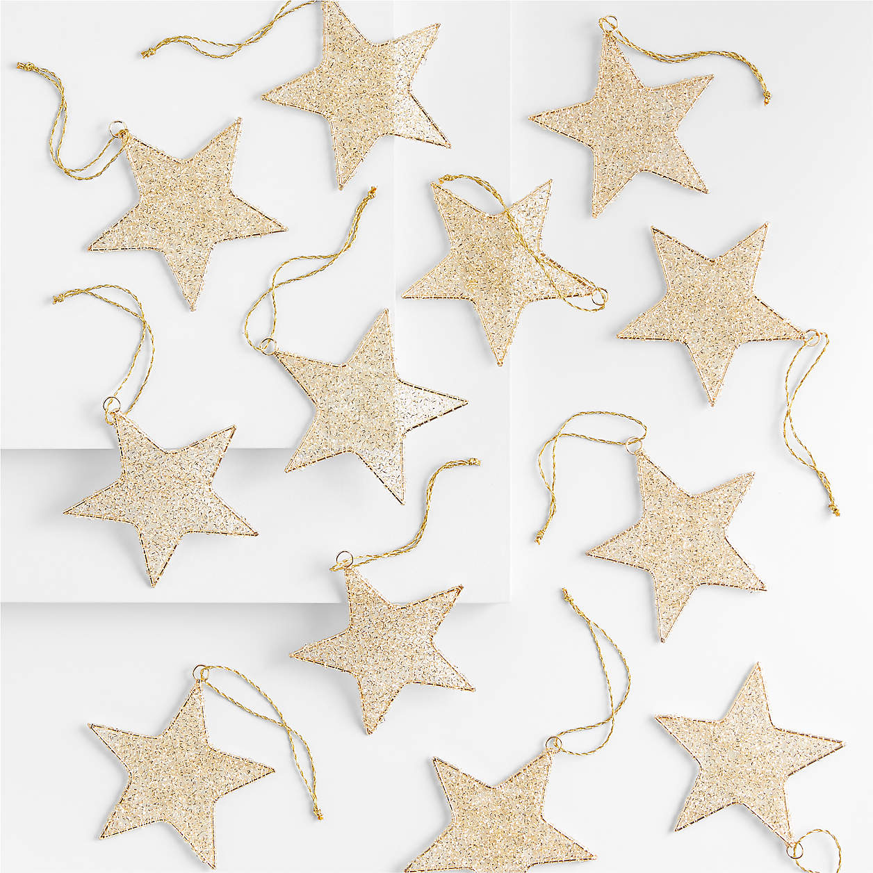 Gold Tinsel Star Christmas Tree Ornaments, Set of 12 + Reviews | Crate ...