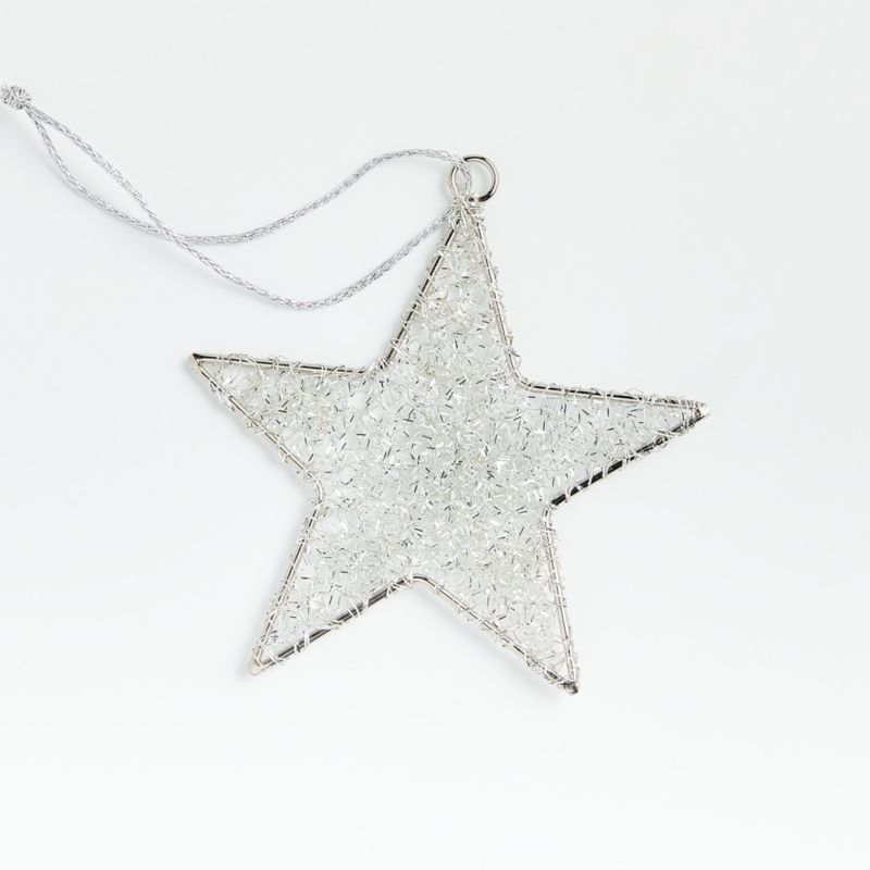 Silver Tinsel Star Christmas Tree Ornament - image 0 of 3