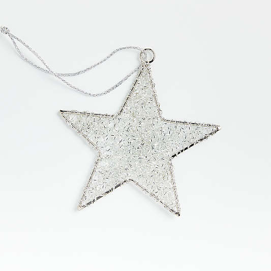 Silver Tinsel Star Christmas Tree Ornament