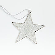 Silver Tinsel Star Christmas Tree Ornament