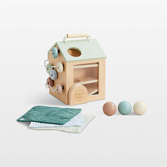 Wonder & Wise by Asweets Wooden Tiny Activity House Toddler Toy