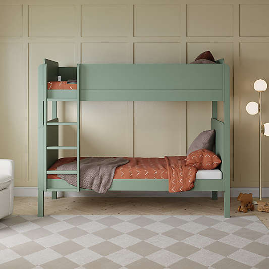 Babyletto TipToe Light Sage Green Wood Kids Bunk Bed