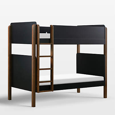 Babyletto TipToe Natural Walnut & Black Wood Kids Bunk Bed