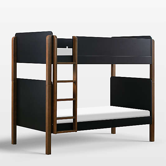 Babyletto TipToe Natural Walnut & Black Wood Kids Bunk Bed