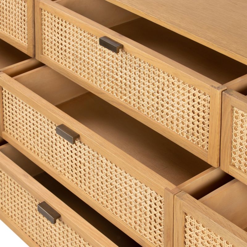 Tisdell Cane and Khaki Oak Wood -Drawer Dresser