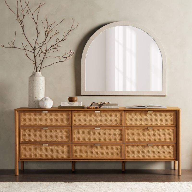 Tisdell Cane and Khaki Oak Wood -Drawer Dresser