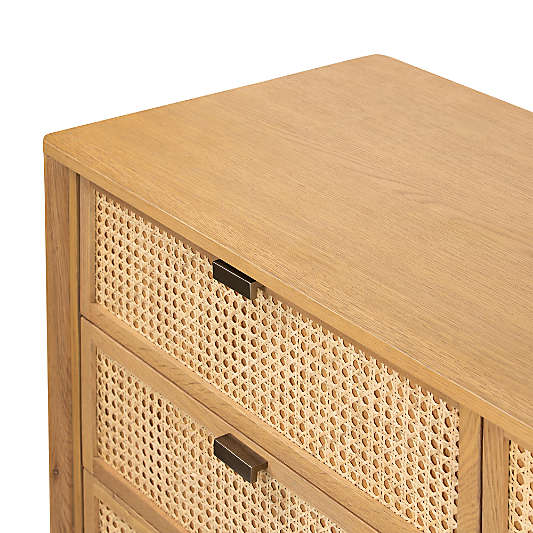 Tisdell Cane and Khaki Oak Wood 9-Drawer Dresser