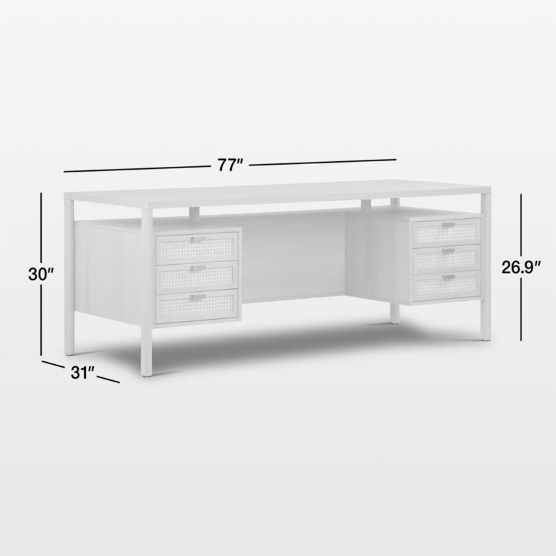 Tisdell Cane and Khaki Oak Wood Desk with Drawers