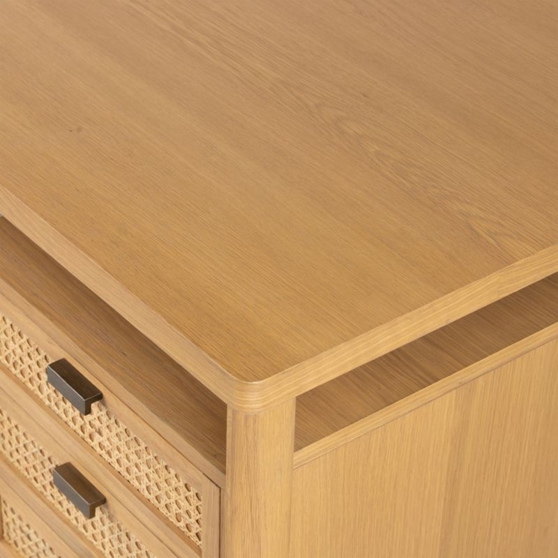 Tisdell Cane and Khaki Oak Wood Desk with Drawers