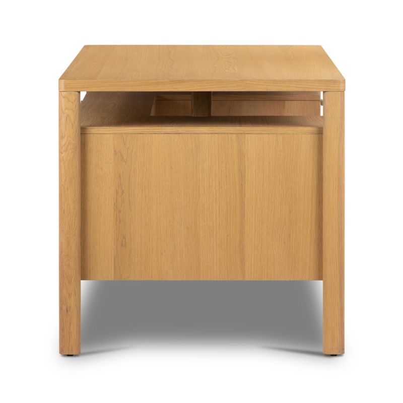 Tisdell Cane and Khaki Oak Wood Desk with Drawers