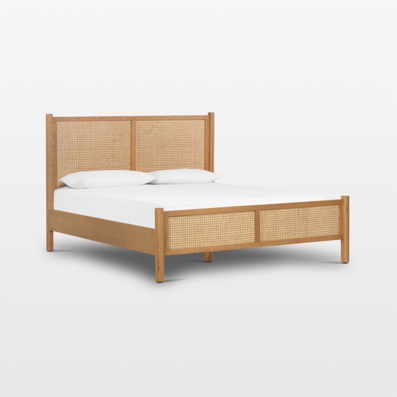 Tisdell Cane and Khaki Oak Wood Queen Bed