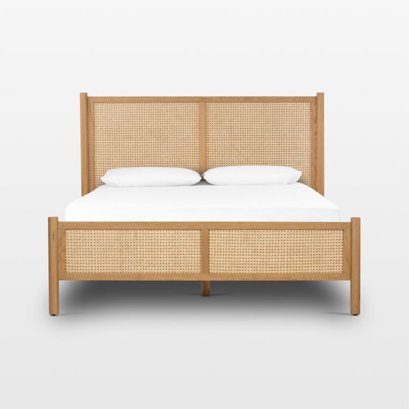 Tisdell Cane and Khaki Oak Wood Queen Bed