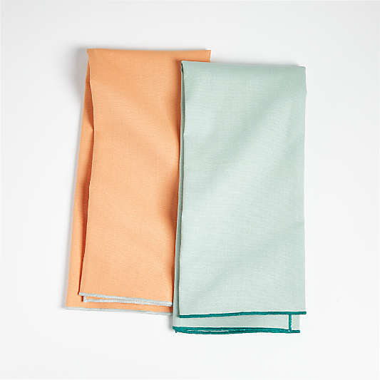 Tissi Mint and Orange Dish Towels, Set of 2