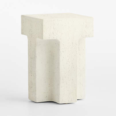Tito Textured Faux Travertine 14" Side Table