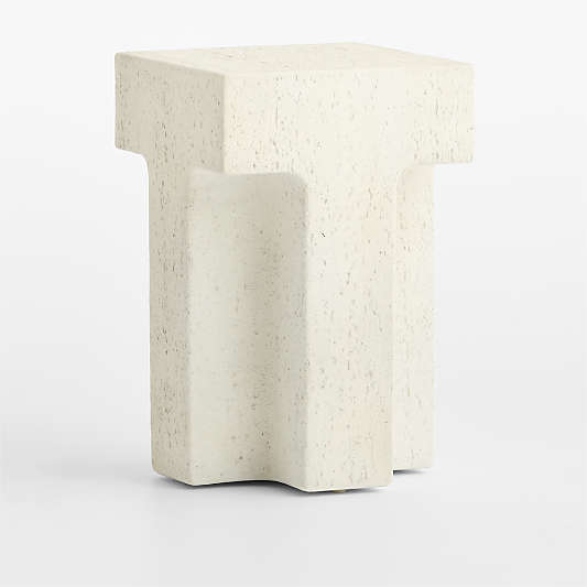 Tito Textured Faux Travertine 14" Side Table