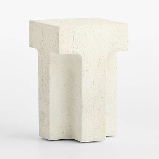Tito Textured Faux Travertine 14" Side Table