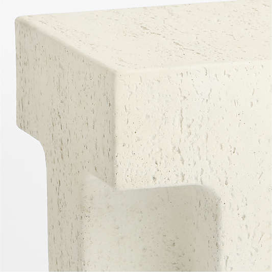 Tito Textured Faux Travertine 14" Side Table