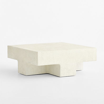 View Tito Textured Faux Travertine 40" Square Coffee Table details