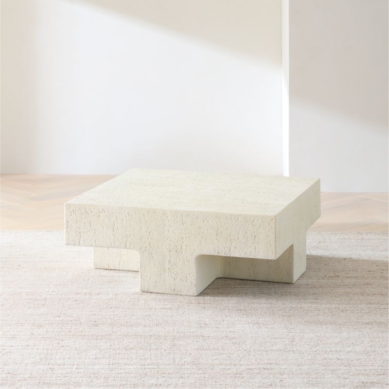 Tito Textured Faux Travertine 40" Square Coffee Table - image 3 of 7
