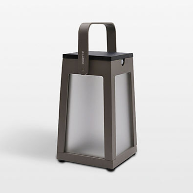 View Tinka Taupe Aluminum Portable Solar LED Outdoor Lantern 10.5" details
