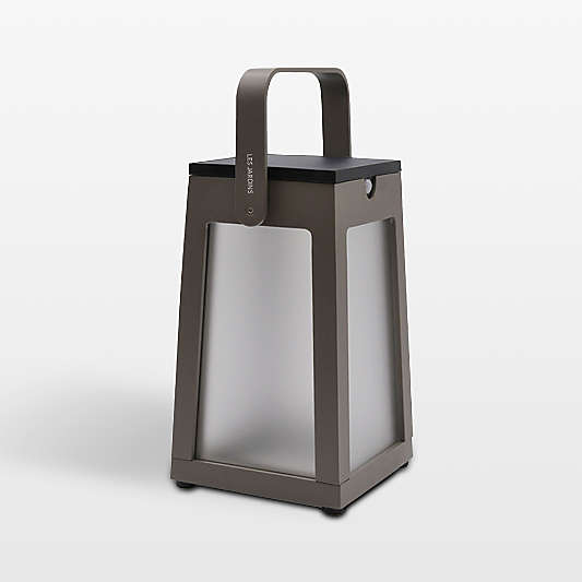 Tinka Taupe Aluminum Portable Solar LED Outdoor Lantern 10.5"