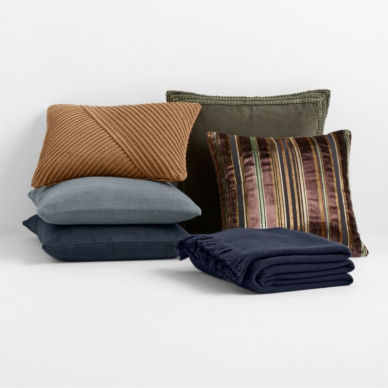 Braided Velvet Border 23"x23" Burnt Green Throw Pillow Cover - image 3 of 5