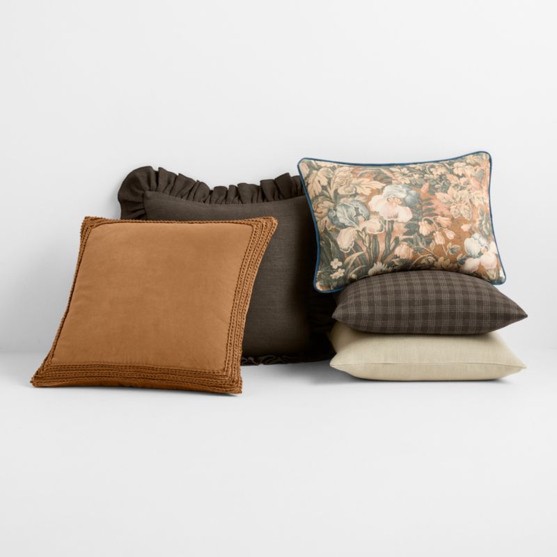 Relaxed Linen Ruffle 20"x20" Deep Brown Throw Pillow Cover with Down-Alternative Insert - image 4 of 5